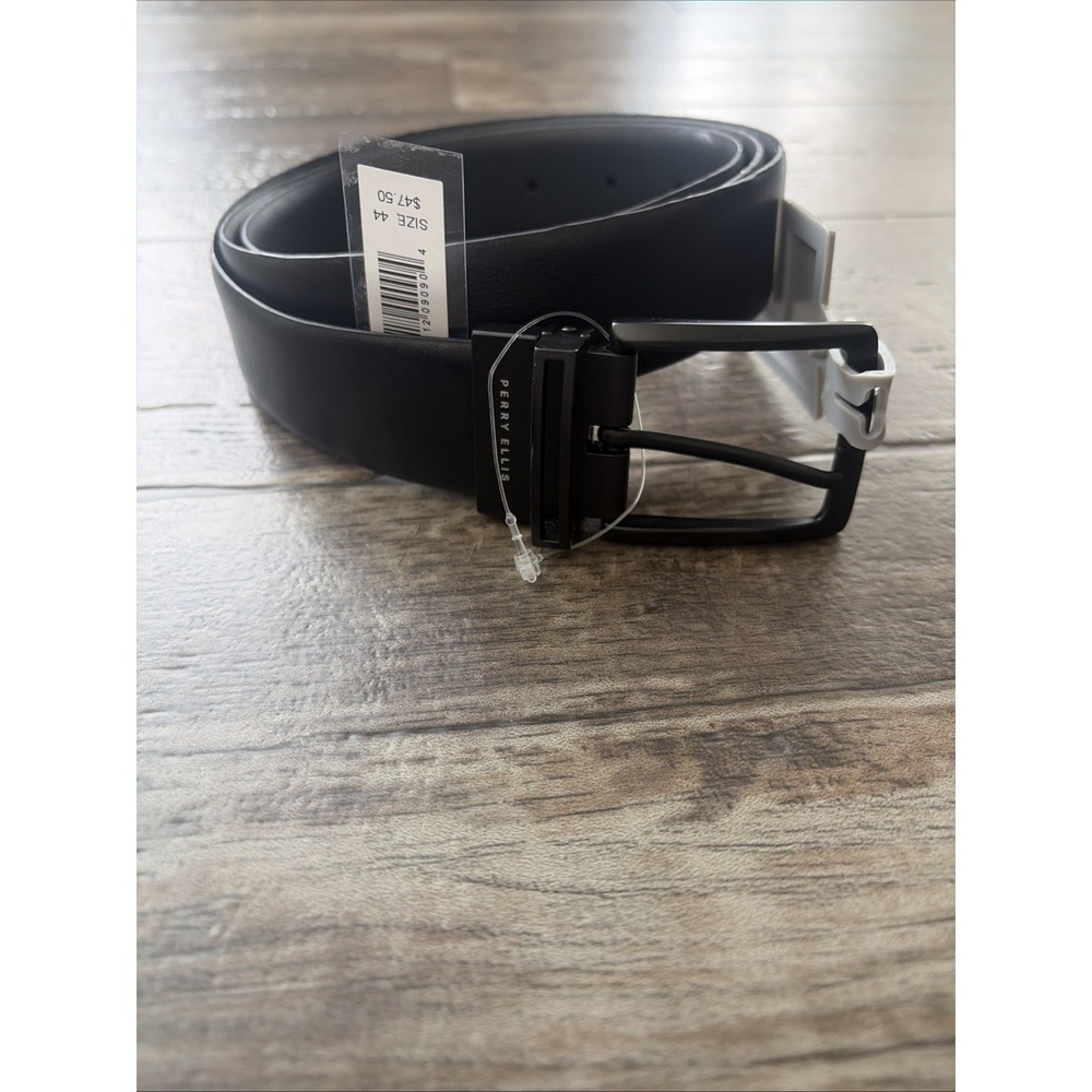 Perry Ellis Portfolio Men's Faux Leather Reversible Belt Black Size 44-‎ NWT
